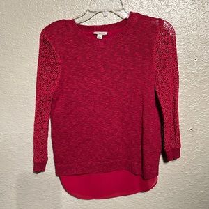 Lucky Brand Red Lace Sweater